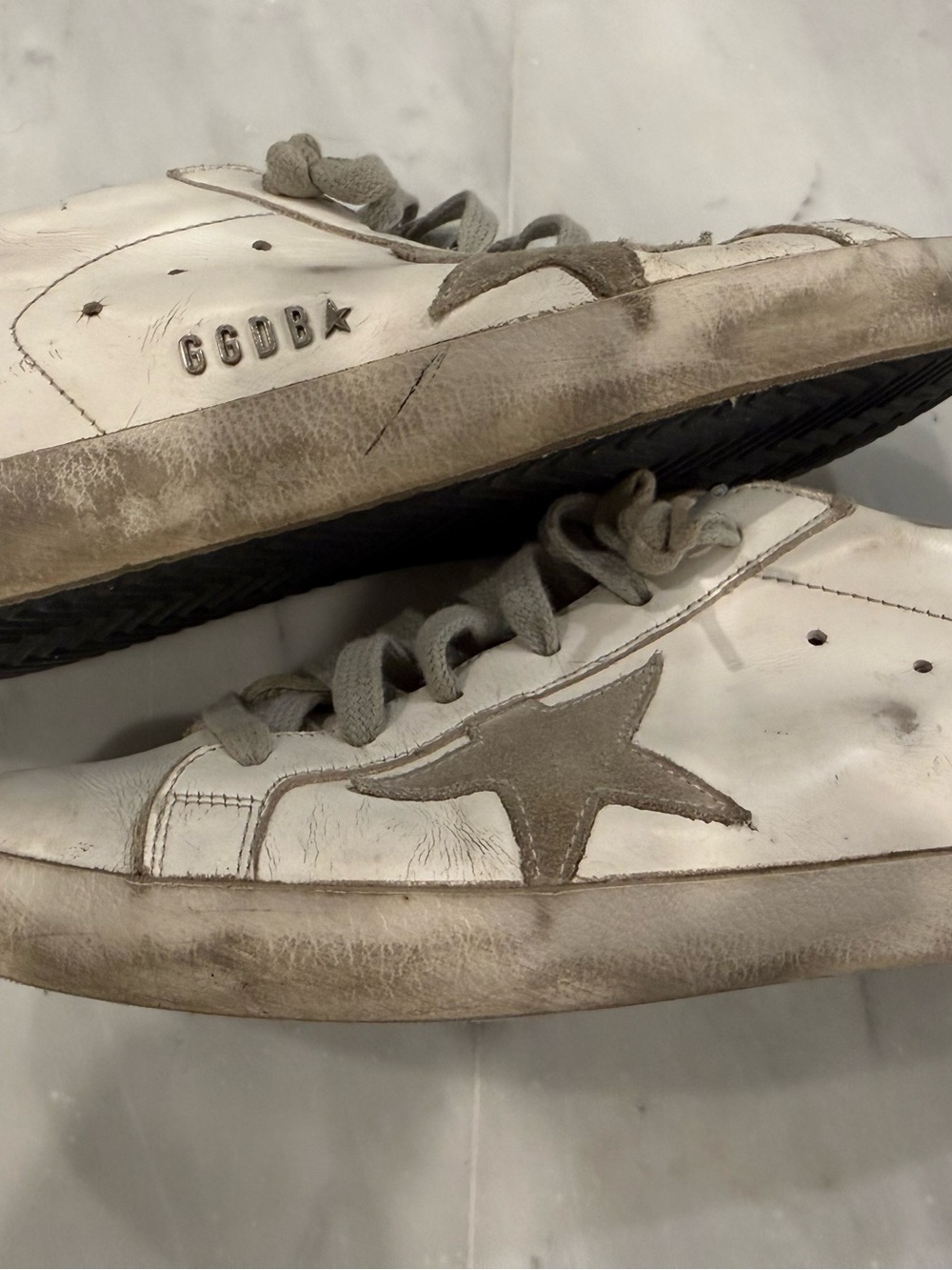 Golden Goose Superstar White Leather Sneakers with Silver Heel - Picture 8 of 9